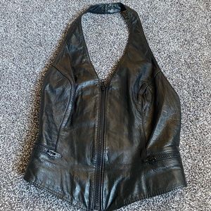 vintage leather halter top